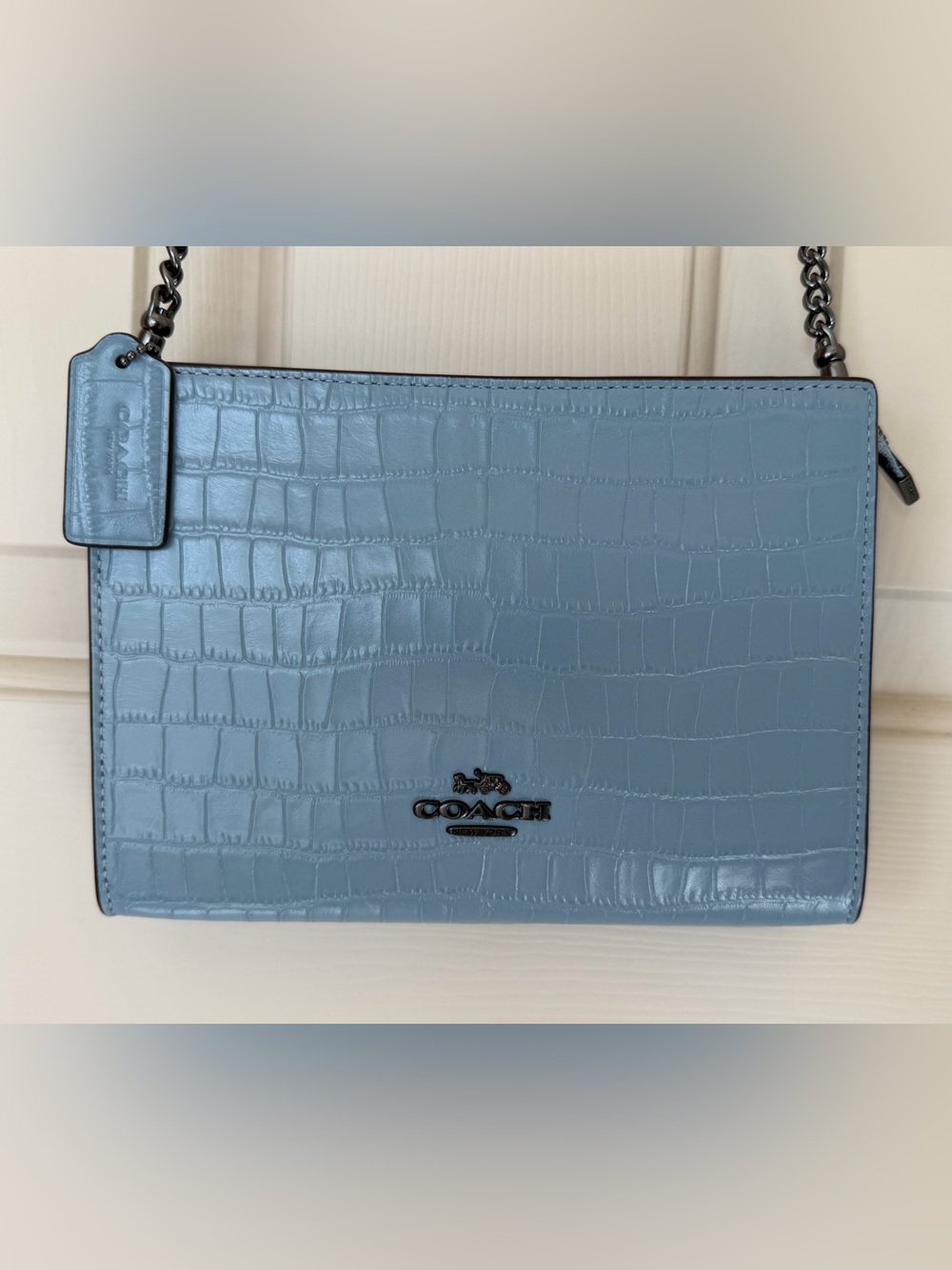 AUTHENTIC COACH SLIM CROSSBODY IN CROC-EMBOSSED LEATHER CR237
